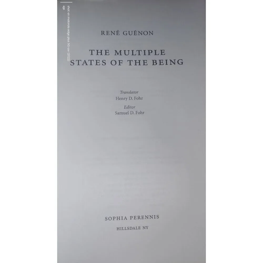 The Multiple States of the Being (Collected Works of Rene Guenon) paperback